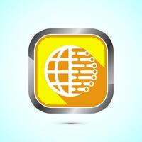 Digital transformation icon. Digitalization sign suitable for mobile apps, and web designs, Yellow shadow button design vector