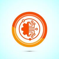 Digital transformation icon. Digitalization sign suitable for mobile apps, and web designs, Orange color button design vector