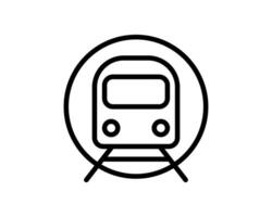 Stylish minimalist line art icon depicting a train in a circle, ideal for transportation, travel, subway, or public transit related projects. vector