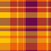 Editable texture fabric tartan, motif background plaid . Hotel check seamless pattern textile in bright and golden poppy colors. vector