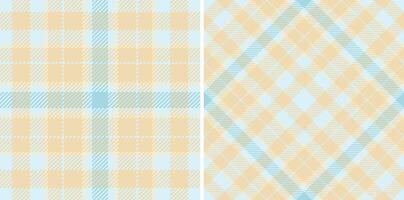 Texture pattern of check textile fabric with a background seamless tartan plaid. Set in light colors for striped shirt outfit ideas. vector