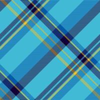 Neutral background fabric texture, christmas ornament seamless tartan check. Wide pattern plaid textile in cyan and dark colors. vector