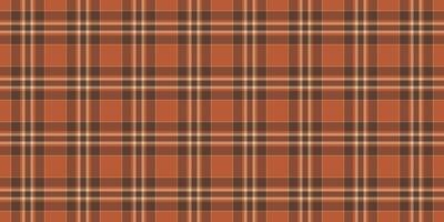Autumn seamless plaid , reel textile fabric pattern. Picnic blanket check background texture tartan in orange color. vector