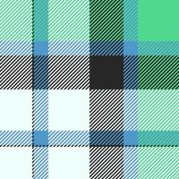 Tee pattern check texture, antique fabric background textile. Room tartan plaid seamless in azure and green colors. vector