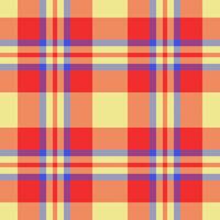 Screen background check fabric, upscale textile texture tartan. Table cloth pattern seamless plaid in orange and khaki colors. vector