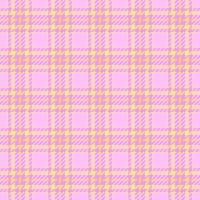 Down fabric pattern seamless, content texture textile tartan. Retro plaid check background in magenta and light goldenrod colors. vector