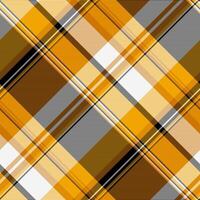 Vibrant diagonal plaid pattern in shades of gold, beige, gray, and black. Perfect for textile design, fashion, web backgrounds, and autumnal projects. vector