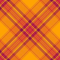 Africa textile seamless texture, website tartan check plaid. Calm pattern fabric background in orange and pink colors. vector