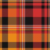 Heritage fabric textile, dye background check pattern. Strip tartan seamless plaid texture in black and red colors. vector