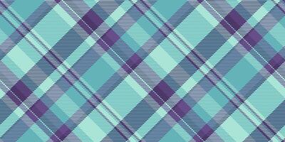 Stroke plaid pattern, individuality texture tartan textile. Jacket check seamless fabric background in violet and pastel teal colors. vector