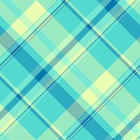 Household background seamless tartan, sketch check texture fabric. Deco plaid textile pattern in teal and lime colors. vector