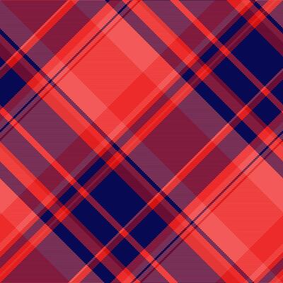 Vibrant red and navy blue diagonal plaid pattern. Modern geometric design ideal for textile prints, website backgrounds, or fashion illustrations. Striking and contemporary style.