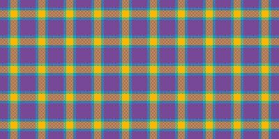 Vibrant purple, gold, and teal plaid pattern. Perfect for textile design, website backgrounds, or fashion projects. Seamless repeat tileable texture adds visual interest and style. vector