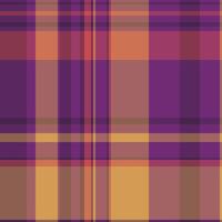 Funky texture check , stylish seamless fabric pattern. Rag tartan textile background plaid in purple and red colors. vector
