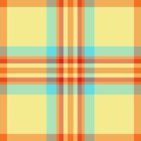 Graphical pattern background texture, attire check plaid. Crease fabric tartan seamless textile in orange and khaki colors. vector