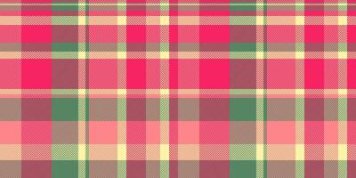 Simple check fabric texture, subtle pattern seamless plaid. Kilt tartan textile background in red and tulip colors. vector