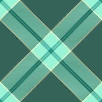 Silky pattern check fabric, international tartan texture seamless. Micro background plaid textile in teal and mint colors. vector