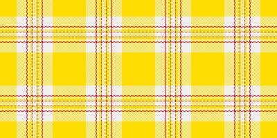 Vibrant yellow and white plaid pattern with red accents. Perfect for textile design, website backgrounds, or cheerful branding. High-resolution seamless texture ideal for various applications. vector
