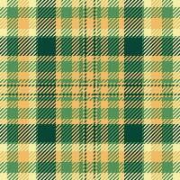Classy plaid background texture, lined fabric textile. Livingroom pattern tartan seamless check in amber and green colors. vector