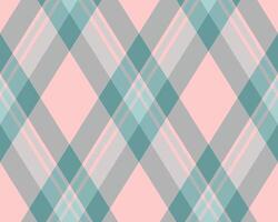 Elegant pastel pink, teal, and grey diagonal plaid pattern. Perfect for textile designs, website backgrounds, or fashion projects. Seamless repeat creates versatile design options. vector