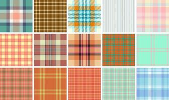 Bold check patterns with stripes and textured backgrounds. A perfect collection for Scottish or English themed textile and clothing projects. vector