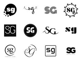 SG logo company template. Letter s and g logotype. Set different classic serif lettering and modern bold text with design elements. Initial font typography. vector