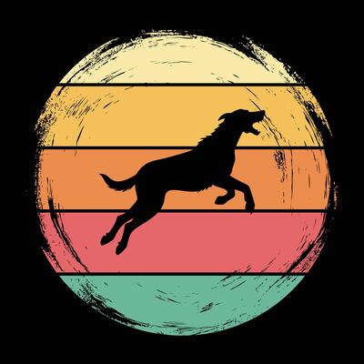 Retro Sunset Background Featuring Irish Wolfhound