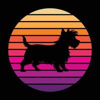 Retro Dog Silhouette with Sunset Vibes vector