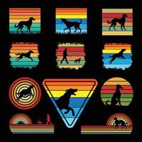 Irish Wolfhound Silhouette with Retro Sunset Vibes Bundle vector
