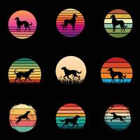 Irish Wolfhound Dog with Retro Sunset Design Bundle vector