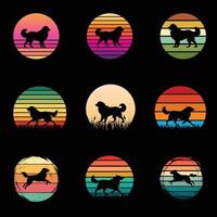 Sunset Vibes with Great Pyrenees Silhouette Bundle vector