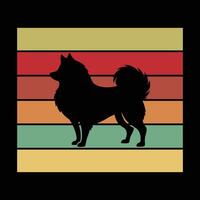 Sunset Retro Design with Samoyed Silhouette vector
