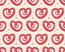 Seamless pattern with red heart shaped snake for Valentine's day design vector