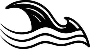 A black and white illustration of a wave with a wave crest vector