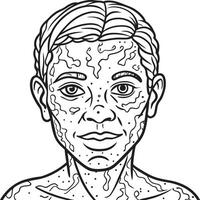 A man with a face covered in spots and spots vector