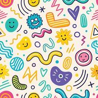 seamless pattern with colorful cartoon characters and vector