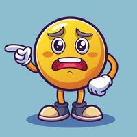 emoticon character with angry expression pointing finger something vector