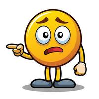 emoticon character pointing something white background, vector