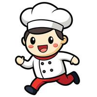 cartoon chef running with a smile on his face white background vector