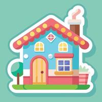 a sticker of a house with a chimney vector