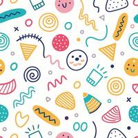 seamless pattern with colorful shapes and symbols, vector