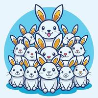 a group of white rabbits in a circle vector
