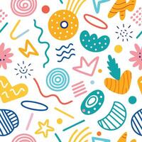 seamless pattern with colorful objects white background, vector