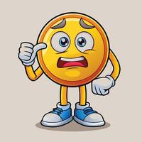 emoticon character with sad face and thumbs up vector
