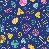 seamless pattern with colorful geometric shapes white background vector