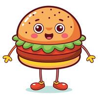 a hamburger character with arms and legs white background vector
