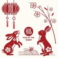 year of the rabbit chinese new year greeting card vector