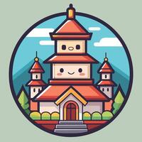 a cartoon style illustration of a temple vector