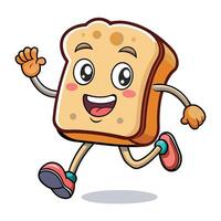 a cartoon slice of bread running with arms outstretched vector