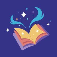 Magical Book Open with Stars, Fantasy, Reading, Knowledge, Wisdom vector